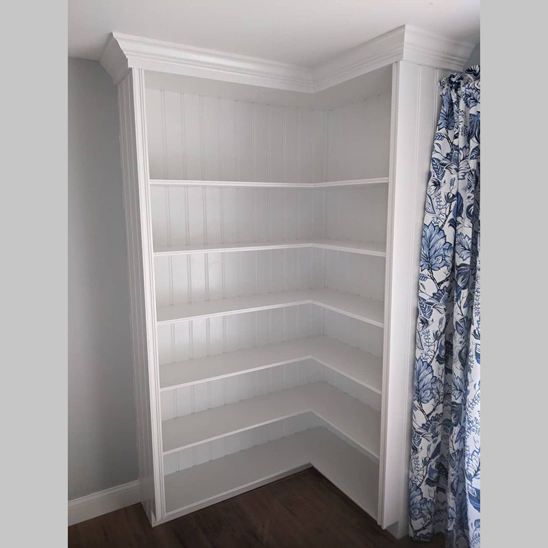 Custom white built in bookcase