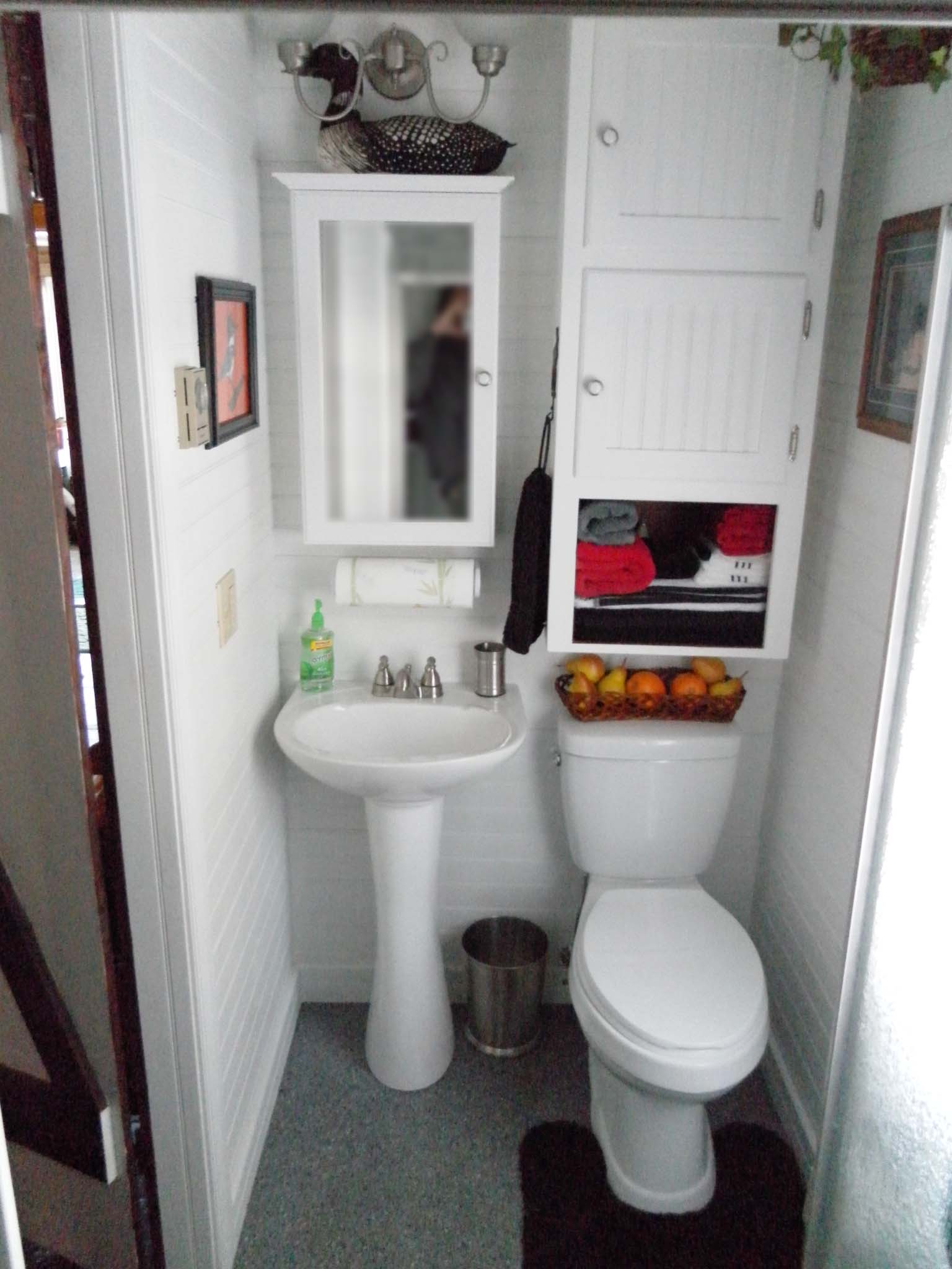 We converted a small closet into a fully functional bathroom with a shower